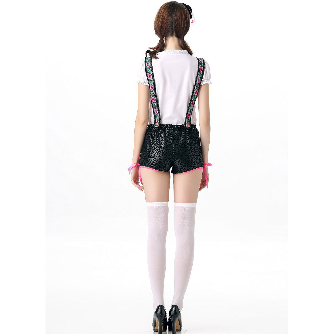 Dames Suède Lederhosen Zwart Oktoberfest Dienstmeisje Kostuum Duits Outfit Halloween