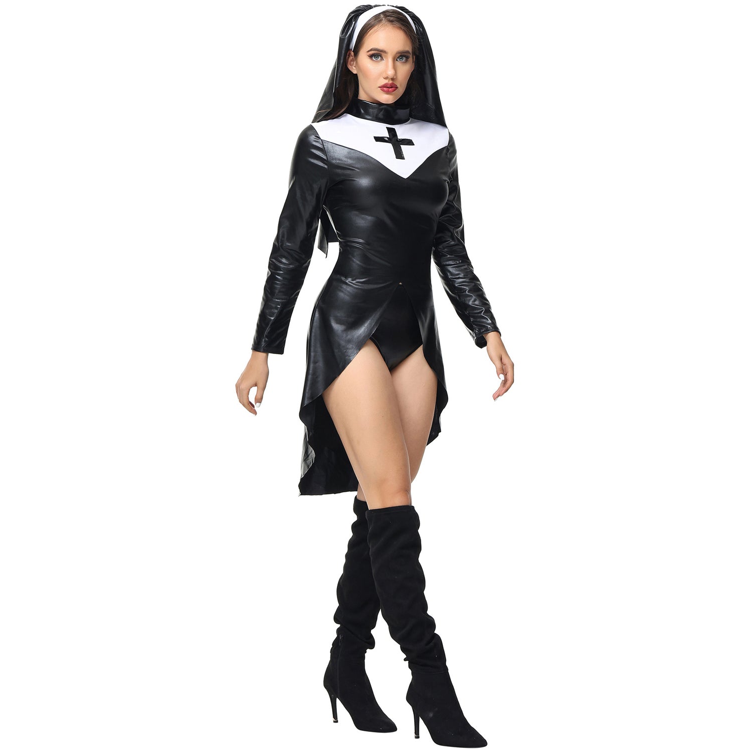 PU Leren Punk Non Kostuum voor Vrouwen Halloween