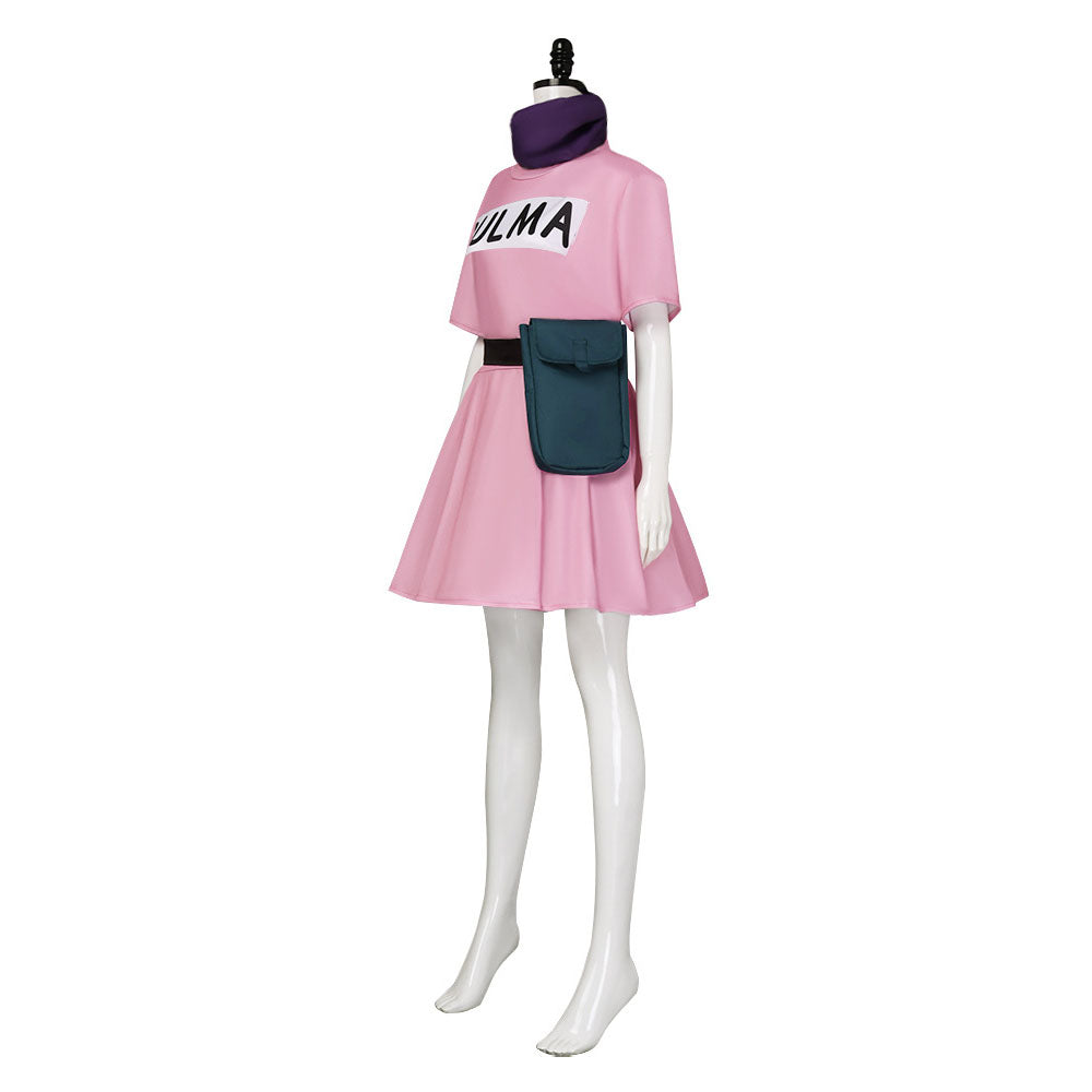 Bulma Cosplay Costume Anime Dragon Ball Pink Fancy Dress Full Set Halloween