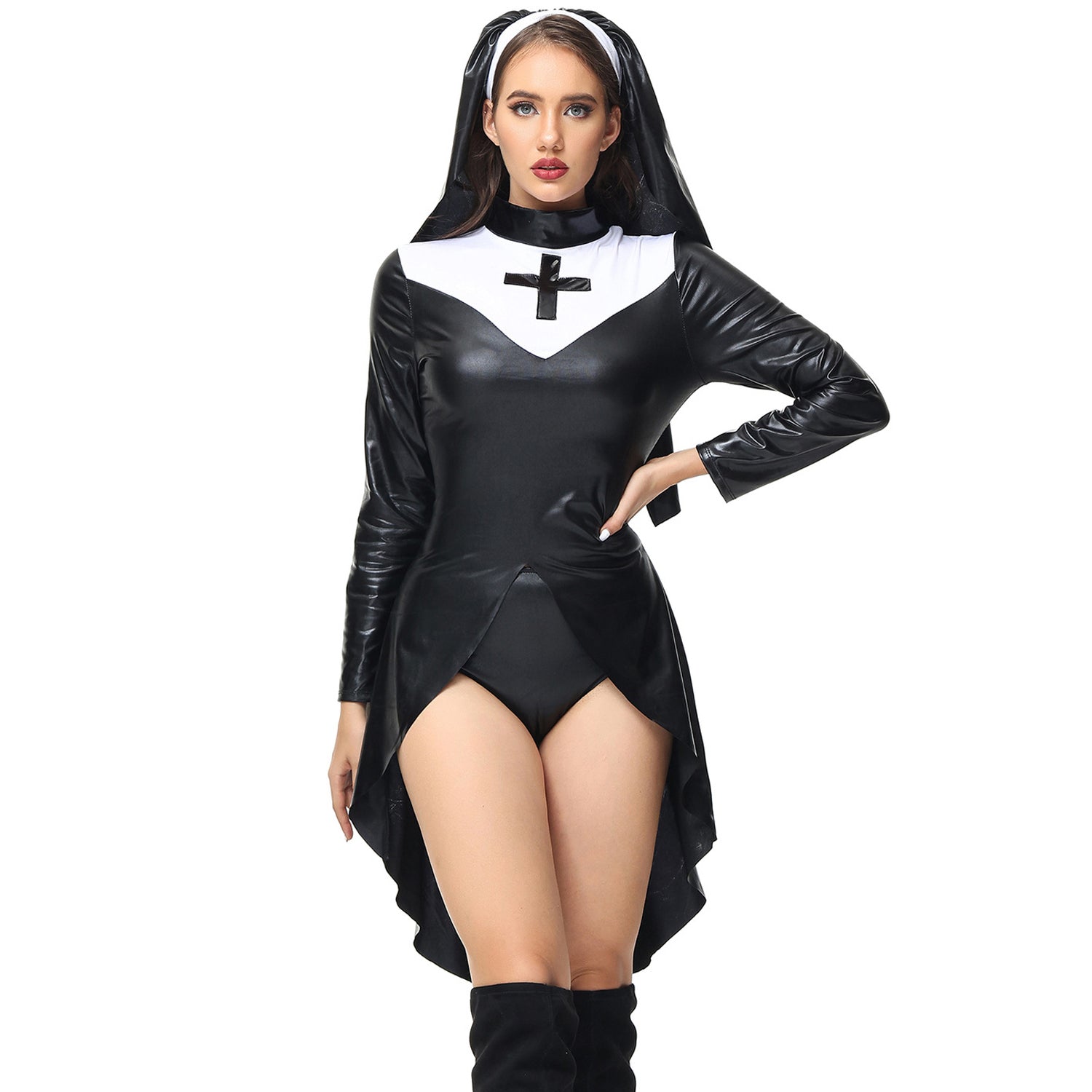 PU Leren Punk Non Kostuum voor Vrouwen Halloween