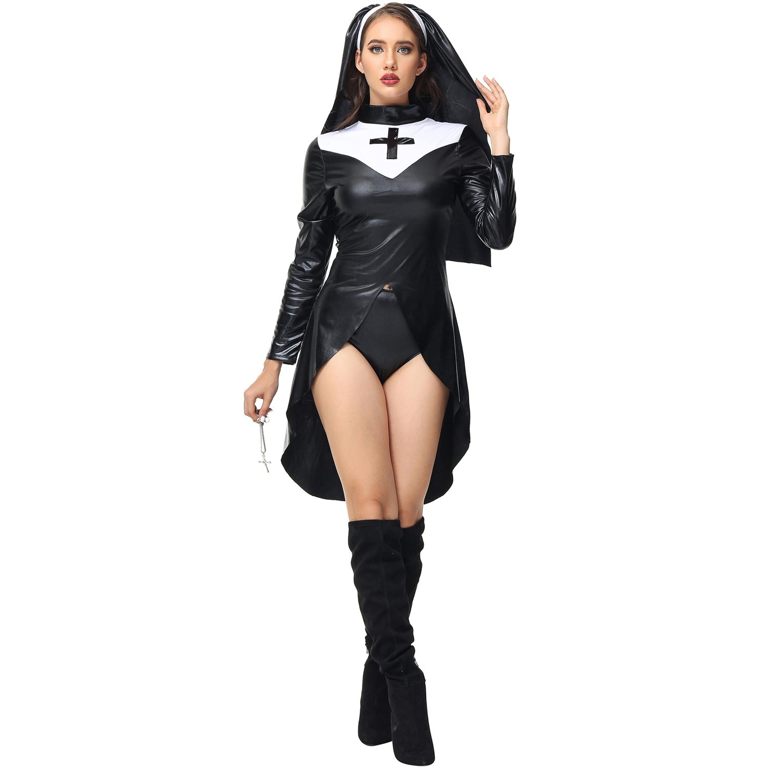 PU Leren Punk Non Kostuum voor Vrouwen Halloween