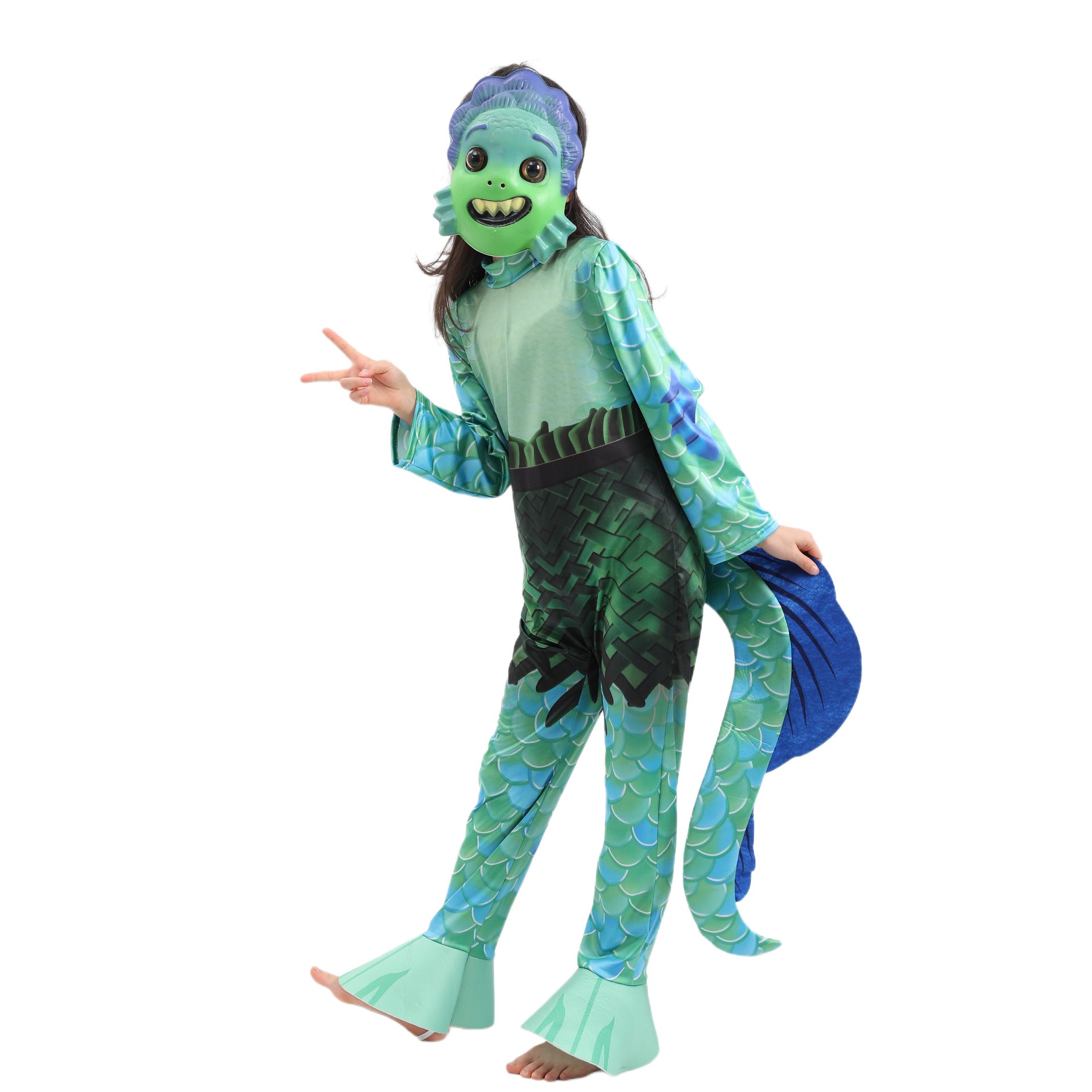 Kinder Luca Alberto Zeemonster Kostuum met Masker Halloween