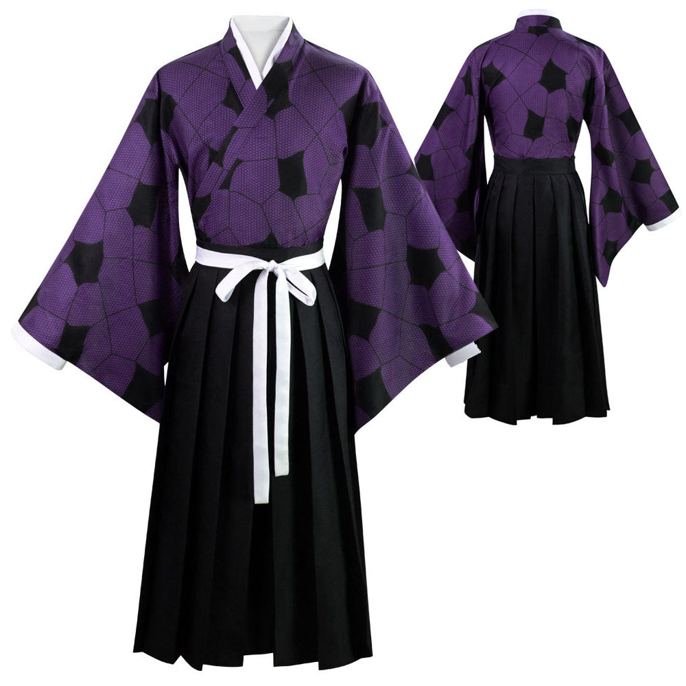 Anime Demon Kokushibou Cosplay Costume Role Cloak Outfit Uniform