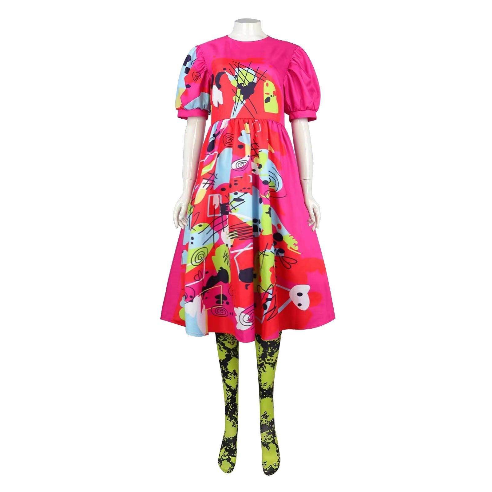 Weird Barbie Costume Movie Kate McKinnon Pink Dress Outfits Halloween Cosplay Adults - Ecosfun